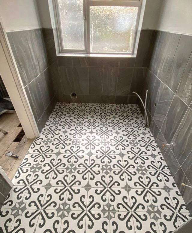 Bathroom tiling and flooring project in North London