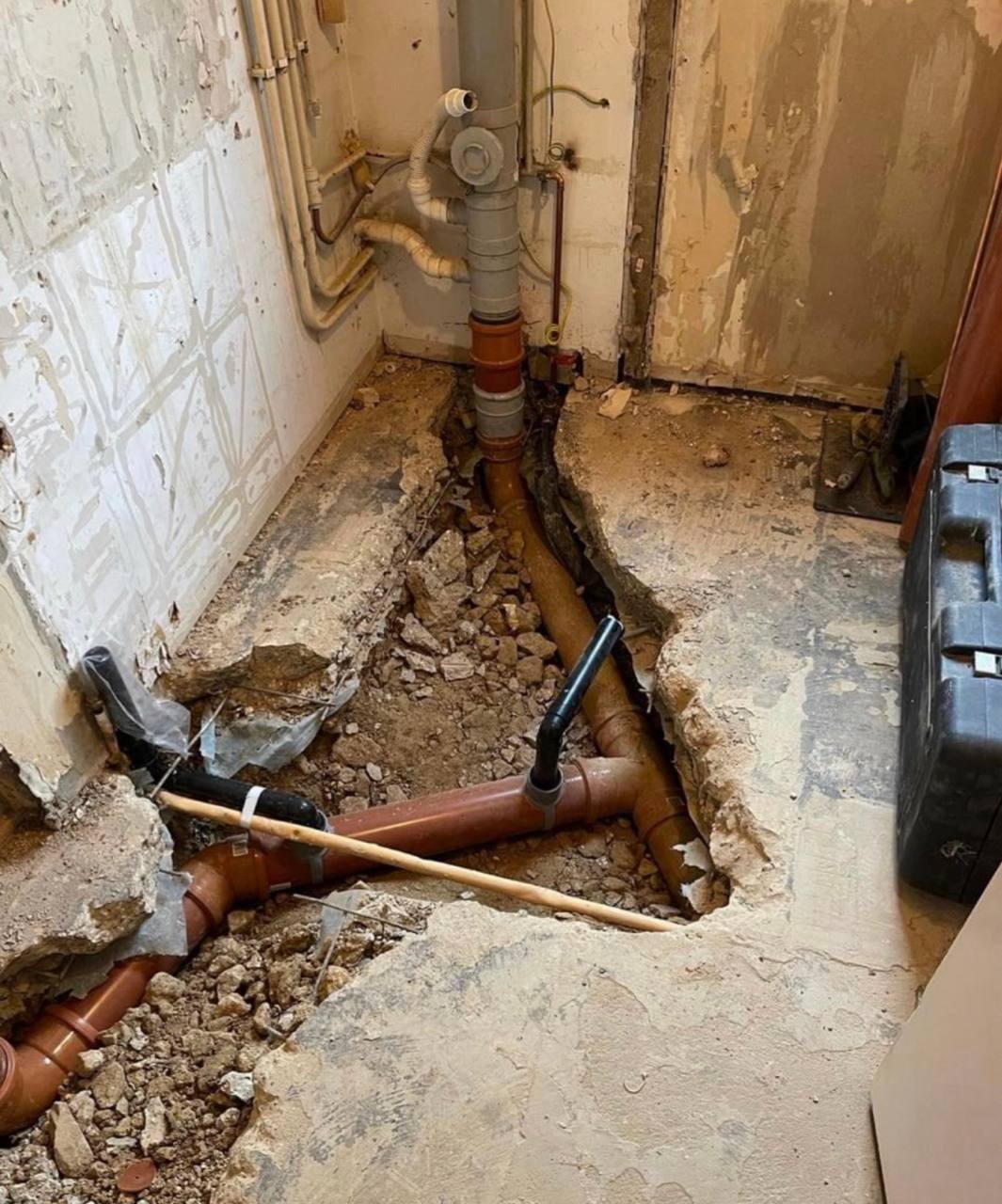Copper pipework and drainage plumbing project in North London